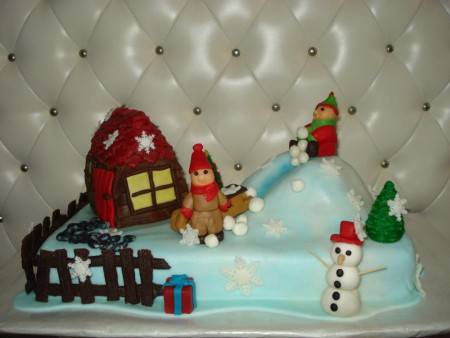 vanilkový a čokoládový korpus, čokoládová a karamelová plnka, váha: 4kg